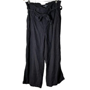 BLANK NYC Tie Waist Crop Linen Wide Legs - L